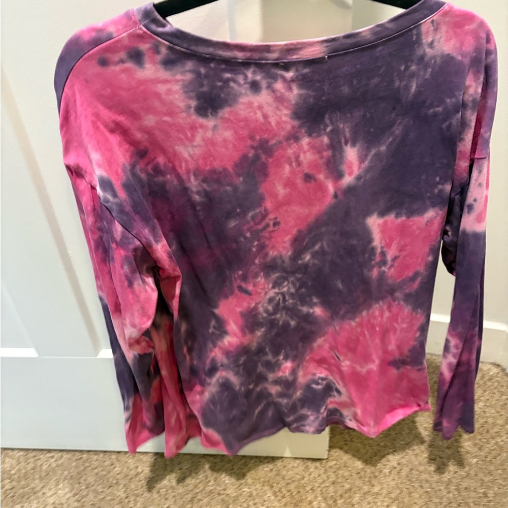 Pink & Purple Tie Dye Long Sleeve Top Size L boutique